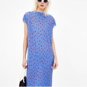Zara Blue Polkdot MIDI Dress, S
